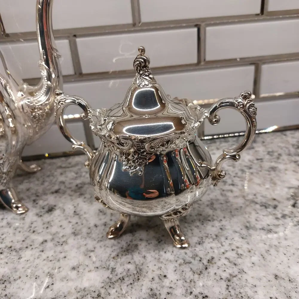Wallace Baroque Silverplate Coffee Tea Pot Set Sugar Creamer 282 283 284 Ornate